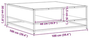 Mesa centro 100x100x30 cm deriv. madeira/metal carvalho sonoma