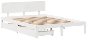 Estrutura de cama c/ gavetas 120x200 cm pinho maciço branco