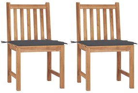 Cadeiras de jardim c/ almofadões 2 pcs teca maciça