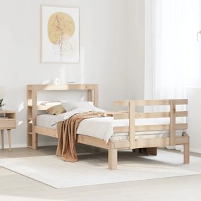 vidaXL Estrutura de cama com cabeceira 90x190 cm pinho maciço