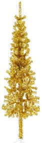 Meia árvore de Natal fina com suporte 120 cm dourado