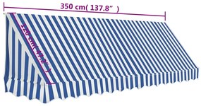 Toldo bistrô 350x120 cm azul e branco