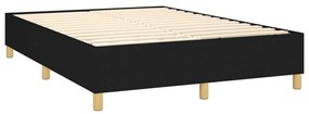 Cama box spring c/ colchão e LED 140x200 cm tecido preto