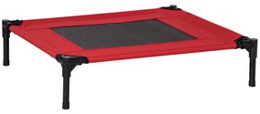 PawHut Cama Elevada Cães Gatos Portátil Tecido Transpirável Exterior Interior Confortável 76x61x18cm Vermelho | Aosom Portugal