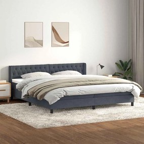 vidaXL Cama com molas/colchão 180x220 cm veludo cinzento-escuro