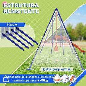 Outsunny Baloiço Infantil 4 em 1 Baloiço para Crianças com 2 Baloiços