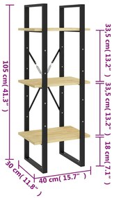 Estante c/ 3 prateleiras 40x30x105 cm pinho maciço