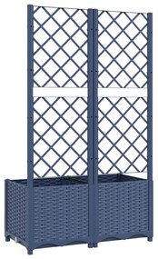 Vaso/floreira jardim c/ treliça 80x40x136 cm PP cinzento azul