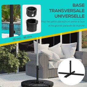 Base para guarda-sol com suporte cruzado em metal para mastros com Ø 38 e 48 mm, dim. 100 x 100 x 75 cm, preta