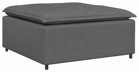 Sofá modular com pufes e almofadas tecido cinzento-escuro