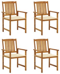 vidaXL Cadeiras de jardim c/ almofadões 4 pcs madeira de acácia maciça