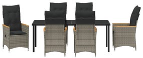 Conjunto de 7 Peças para Jantar de Jardim com Almofadas Cinza Rattan P