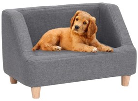 vidaXL Sofá para cães 60x37x39 cm linho cinzento