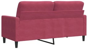 Sofá de 2 lugares veludo 140 cm vermelho tinto
