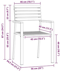 Cadeiras de Jardim Empilháveis vidaXL 8 pcs 54.5x56x89 cm Madeira Sóli
