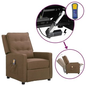 vidaXL Poltrona de massagens tecido cinzento-acastanhado