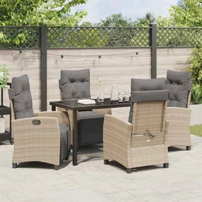 Conjunto de Jantar de Jardim de 5 Peças em Rattan Sintético Bege