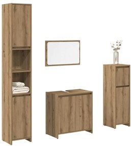 4 pcs móveis de casa de banho deriv. madeira carvalho artisiano