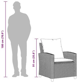 4 pcs conjunto de sofás para jardim c/ almofadões vime PE bege