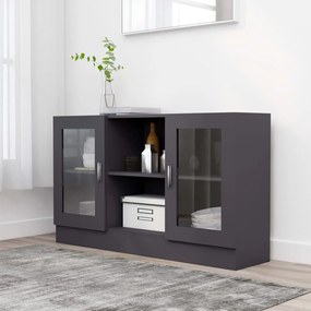 vidaXL Armário vitrine 120x30,5x70 cm contraplacado cinzento