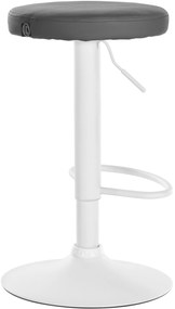 Banco de bar Ponte em couro sintético e com estrutura branca 38,5 x 60-81 x 38,5 cm Cinzento