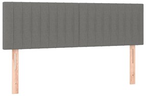 Cama box spring c/ colchão e LED 140x200 cm tecido cinza-escuro