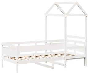 Sofá-cama com telhado 80x200 cm madeira de pinho maciça branco