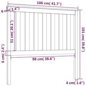 Cabeceira de cama 106x6x101 cm pinho maciço