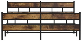 Estrutura de cama sem colchão 180x200cm metal carvalho fumado
