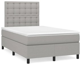 Cama boxspring com colchão 120x190 cm tecido cinzento-claro