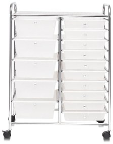 Carrinho multiusos com gavetas amovíveis e rodas com fecho Organizador de acessórios 63 x 37 x 87cm Transparente