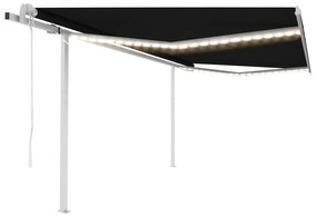 Toldo automático com LED e sensor de vento 4,5x3 m antracite