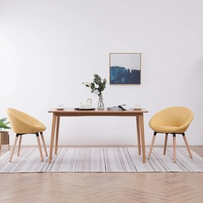 vidaXL Cadeiras de jantar 2 pcs tecido amarelo