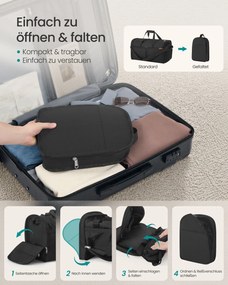 Saco desportivo preto dobrável de 80 L com compartimento para sapatos e compartimento para roupa molhada Preto