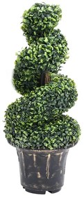 Planta artificial buxo em espiral com vaso 89 cm verde