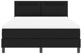 Cama Box com Colchão Preta, 140x190 cm em Couro Sintético