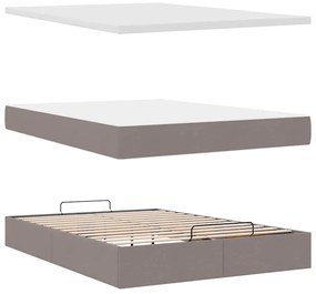Estrutura de cama otomana com colchão tecido cinzento 140x200cm