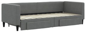 Sofá-cama c/ gavetão e gavetas 80x200 cm tecido cinzento-escuro