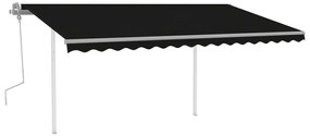 Toldo retrátil manual com luzes LED 4x3 m antracite