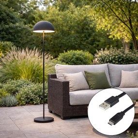 Candeeiro de pé para exterior preto recarregável 3 níveis de dimmer - Keira