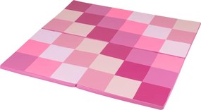 Tapete de atividades 144 x 144 x 3,5 cm infantil dobrável impermeável com espuma macia para gatinhar rosa