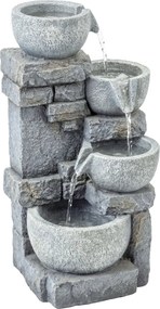 Outsunny Fonte de Jardim com Iluminação LED e Bomba Decorativa em Cascata de 4 Níveis Fluxo Ajustável, Cinzento | Aosom Portugal