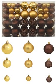 Conjunto bolas de natal 100 pcs 3/4/6cm castanho/bronze/dourado