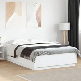 Estrutura cama c/ luzes LED 120x200 cm derivados madeira branco