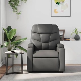 Poltrona de massagens reclinável couro artificial cinzento