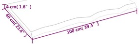 Bancada p/ WC 100x60x(2-4) cm madeira maciça tratada castanho