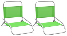 vidaXL Cadeiras de praia dobráveis 2 pcs tecido verde