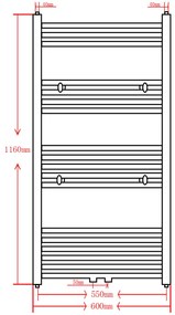 Aquecedor toalhas casa de banho liso 600 x 1160 mm cinza