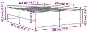 Estrutura de cama 120x200 cm derivados madeira/metal