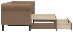 Sofá-cama c/ gavetão e gavetas 90x200 cm couro art. cappuccino